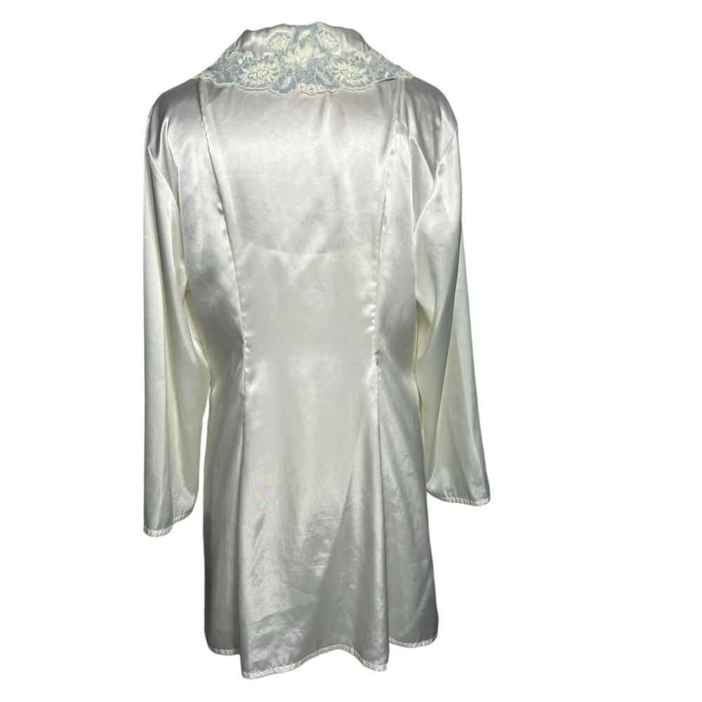 90’s Victoria’s Secret Silky Slip Dress Chemise Robe Set Bridal Set ivory blue L - Picture 9 of 11
